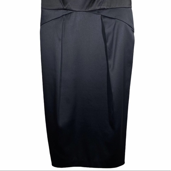 Topshop Dress Origami Satin Little Black Dress Open Back Sleeveless LBD Womens 2 - Picture 3 of 9